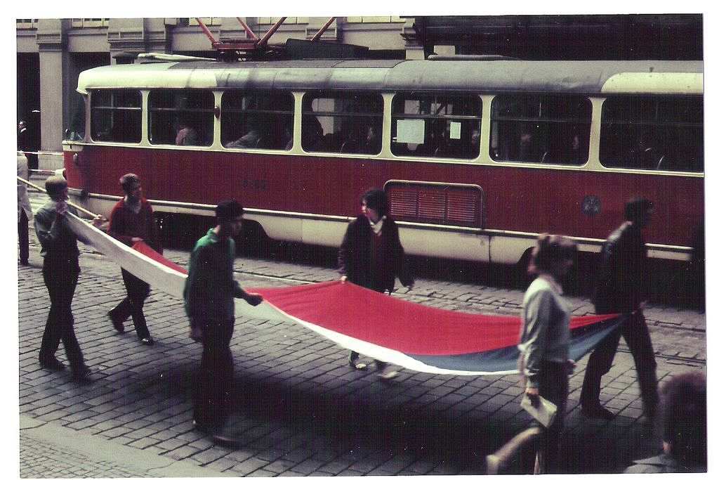 Fotografie des Zeitzeugen Hermann Bubke, Protestdemo in Prag 1968