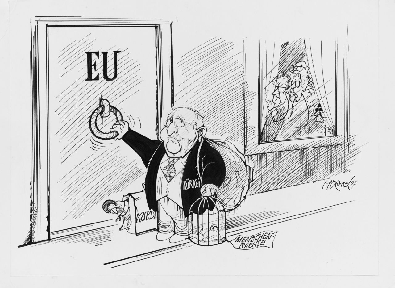 Karikatur von Walter Hanel zum EU-Beitritt der Türkei