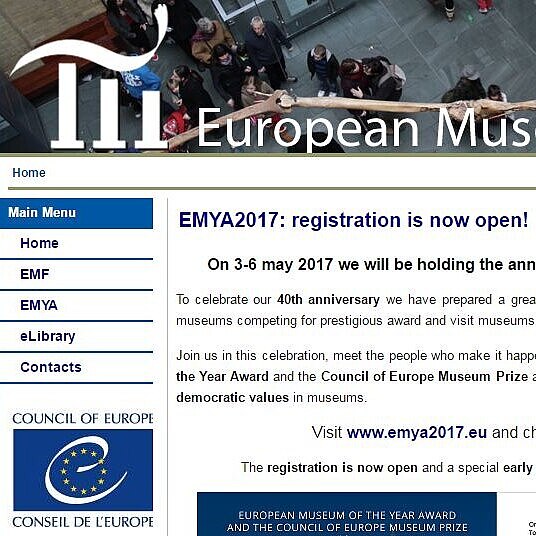 Screenshot of the European Museum Council website