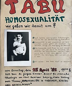 Plakat zur Eröffnung des Arbeitskreises Homosexualität