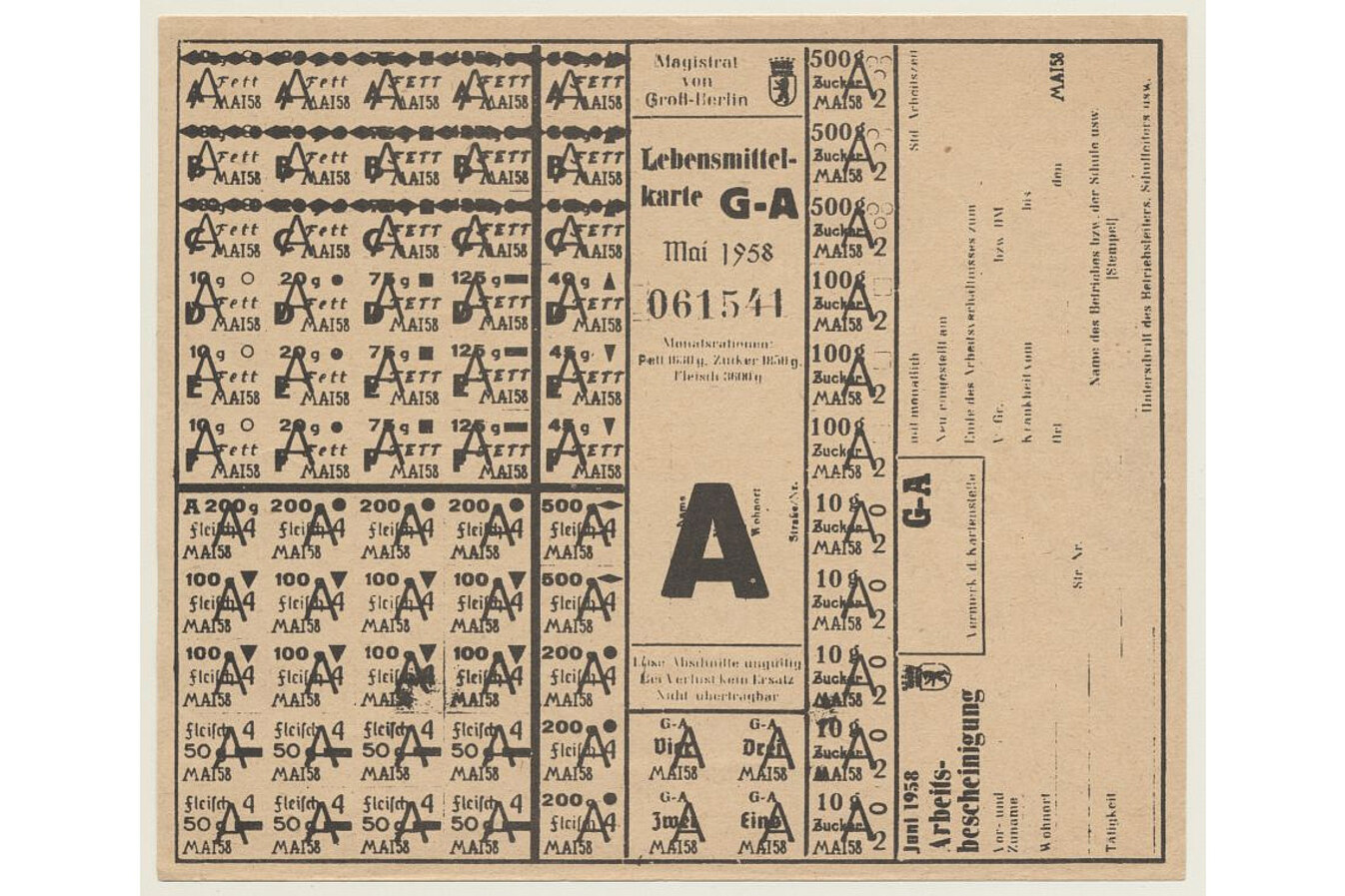 Ration card G-A, 1958