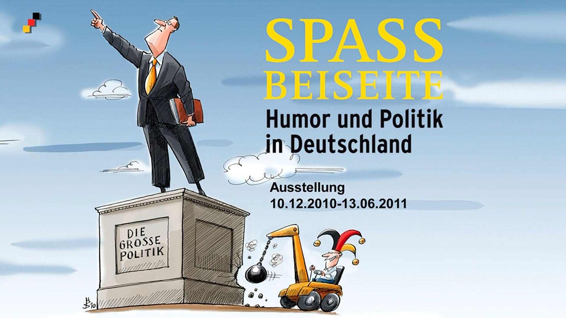 Ausstellungsplakat Spaß beiseite. Humor und Politik in Deutschland