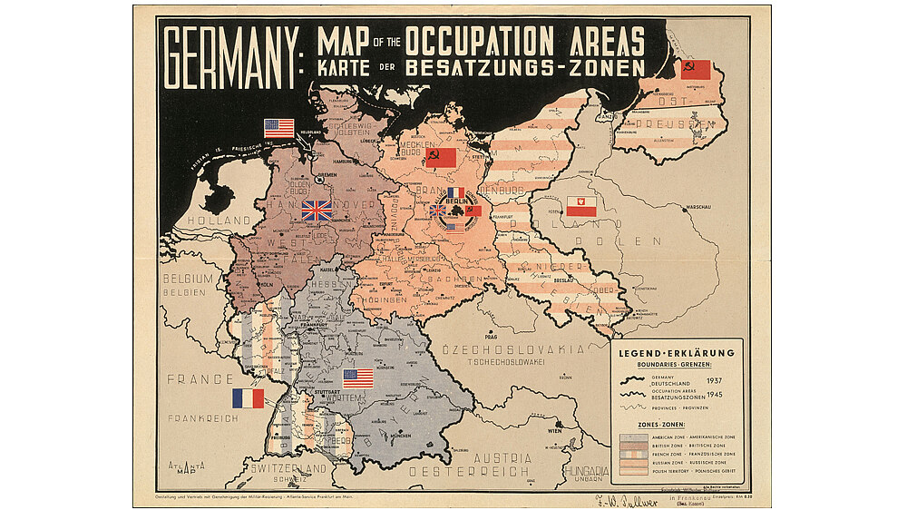 Map: occupation zones of Germany, 1945