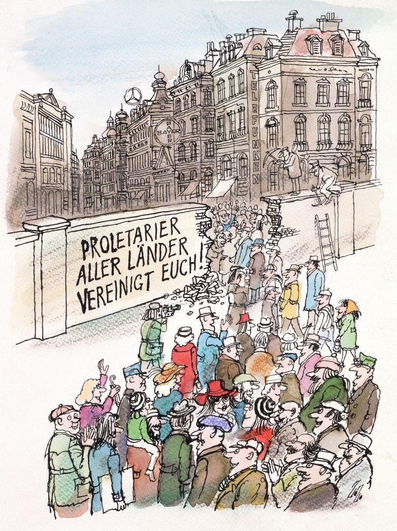 Karikatur 'Proletarier aller Länder vereinigt euch'