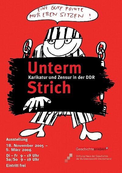 Ausstellungsplakat Unterm Strich - Karikatur und Zensur in der DDR