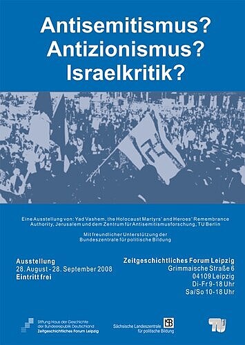 Ausstellungsplakat Antisemitismus? Antizionismus? Israelkritik?