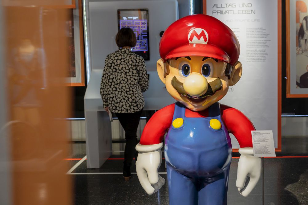 "Super Mario" video game figurine in the exhibition