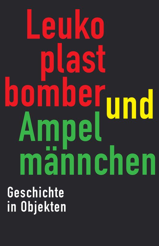 Plakat Ausstellungsplakat mit den Ampelfarben Rot Gelb Grün auf schwarzem Grund.
