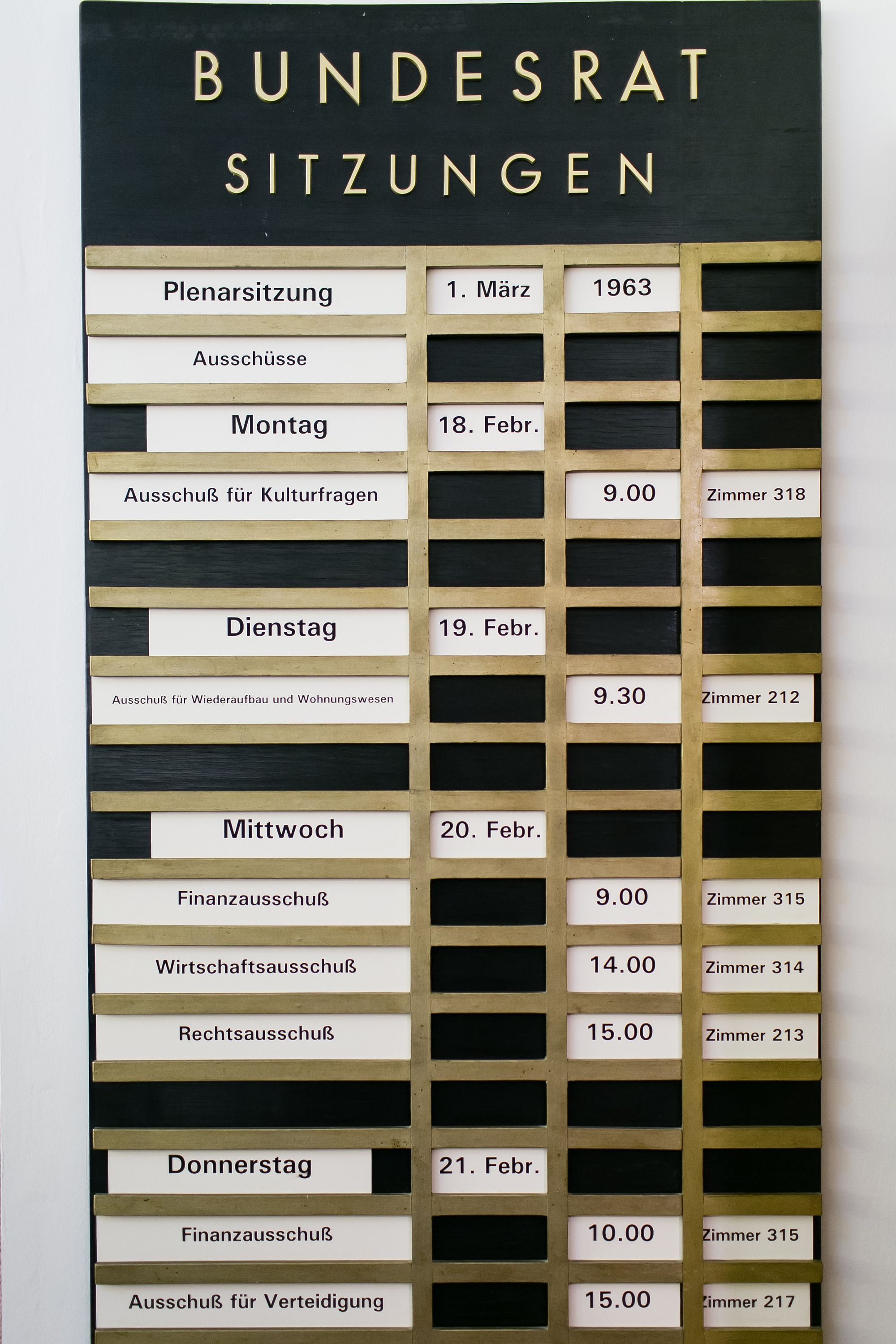 Meetings board at Bundesrat Bonn