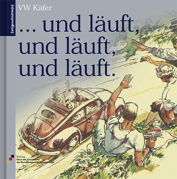 Buch mit der Zeichnung eines offenen Käfer-Cabrios, zwei jungen Frauen und drei jungen Männern auf dem Cover