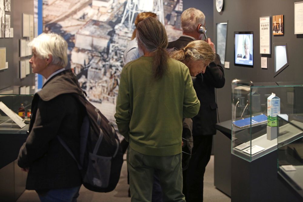 Visitors in the exhibition