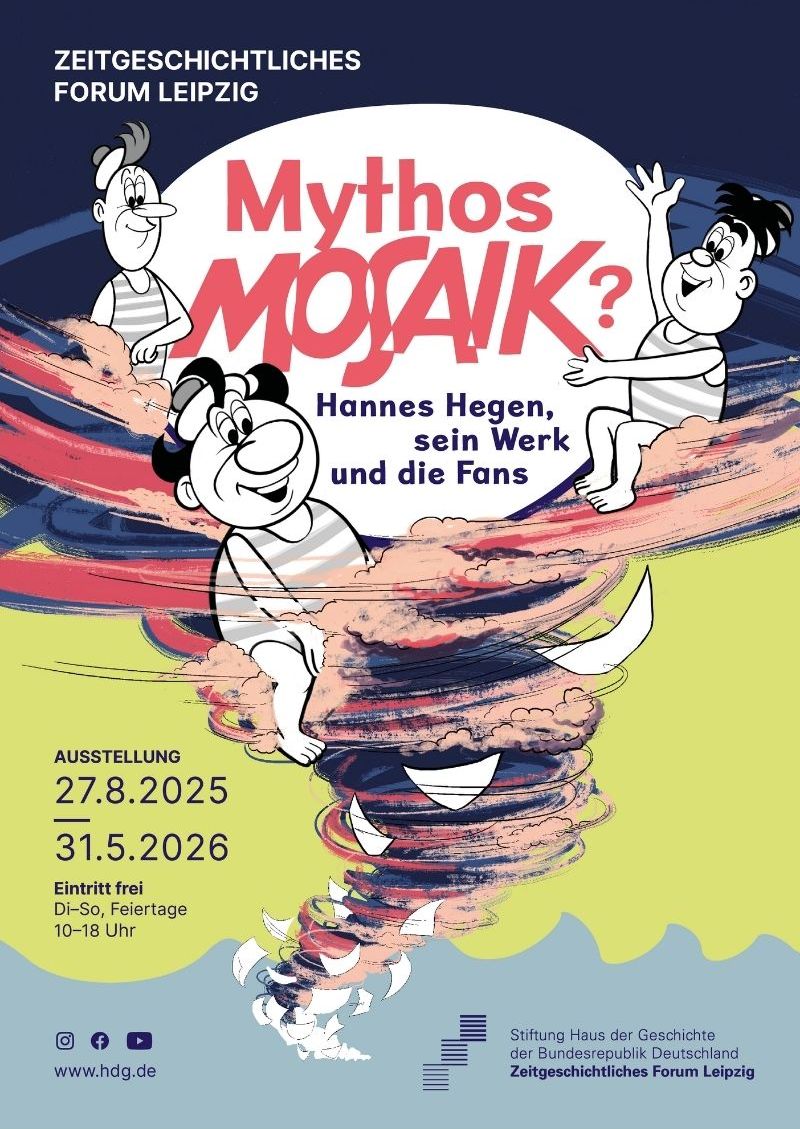 Plakatmotiv der Ausstellung "Mythos Mosaik? Hannes Hegen, sein Werk und die Fans"