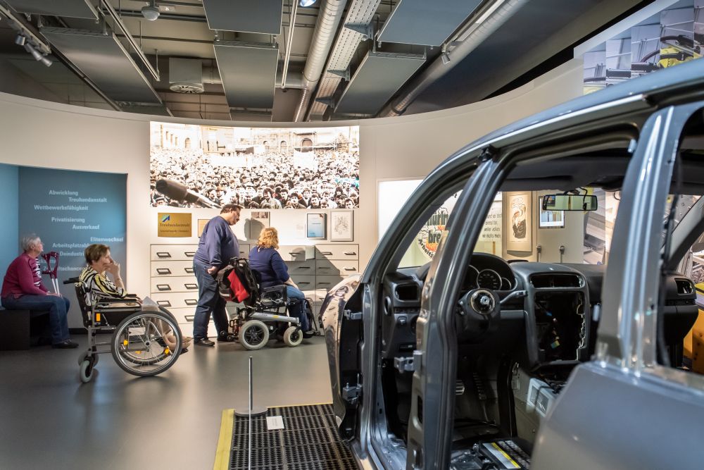 Wheelchair users in the exhibition