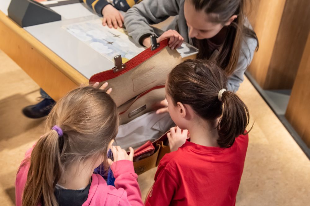 Children exploring the interactive elements of the exhibition