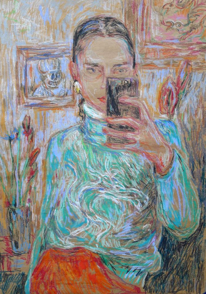 The Weimar artist Ulrike Theusner combines selfie and portrait painting