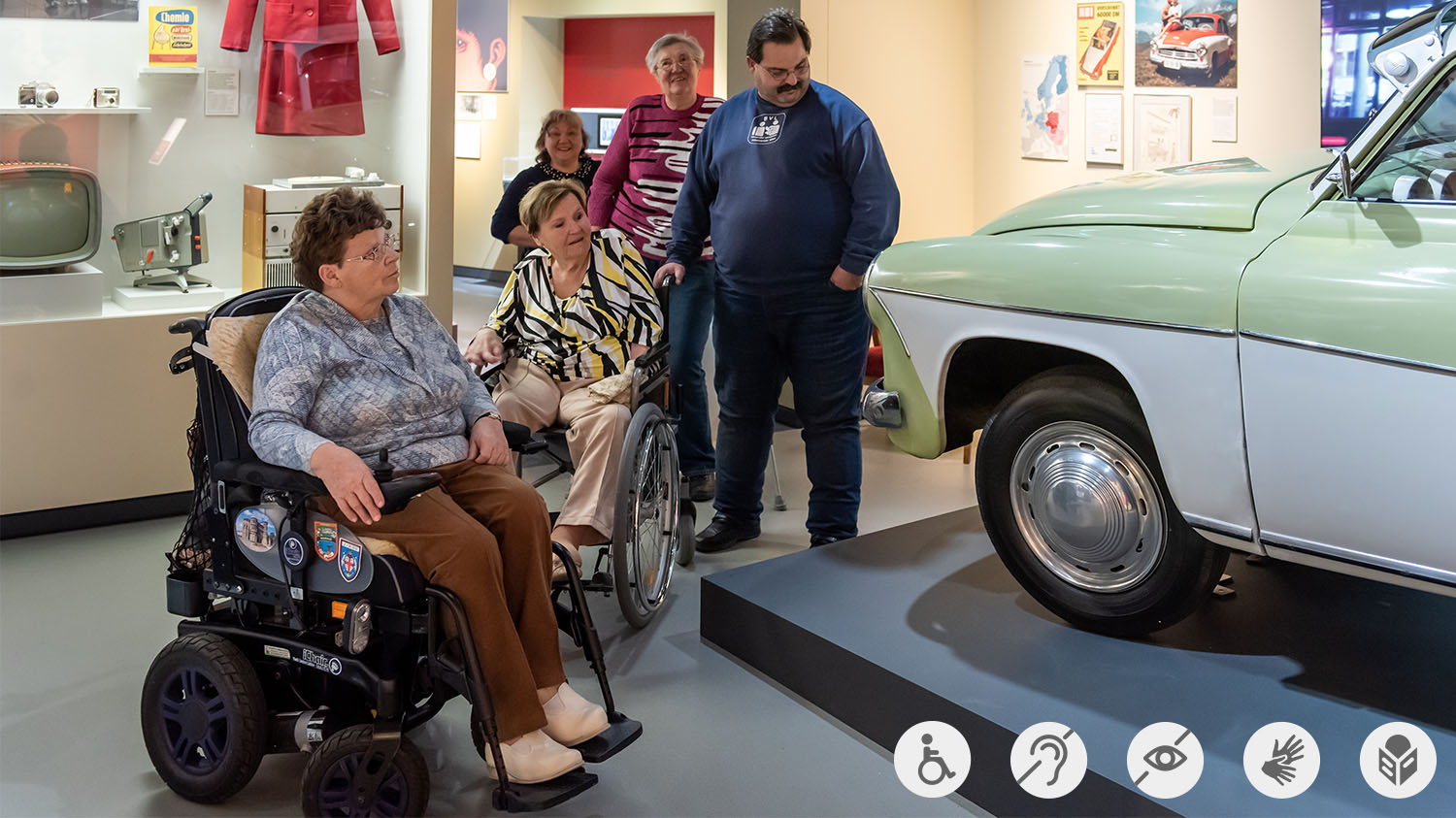 Wheelchair users in the exhibition