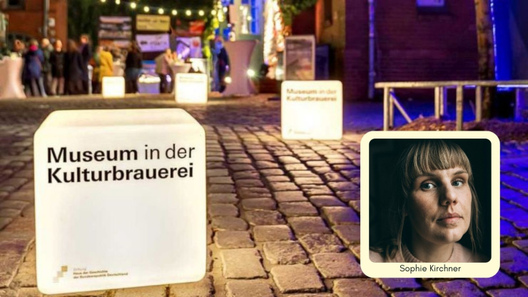 Beleuchteter Innenhof der Kulturbrauerei und Foto von Sophie Kirchner