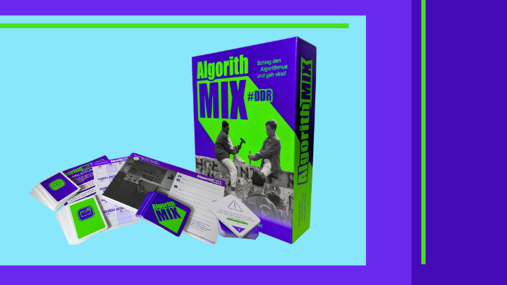 Spielbox von „AlgorithMIX#DDR“ und Spielkarten