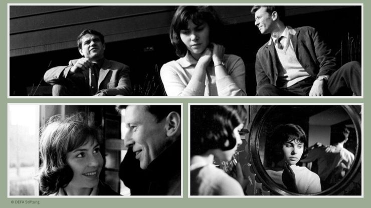 Drei schwarz-weiß Fotos aus dem Film von Manfred und Rita