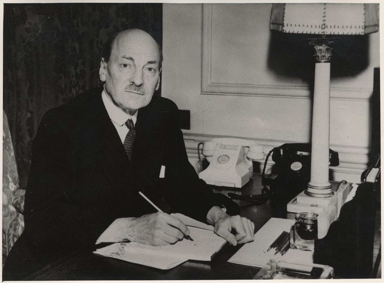 Der britische Premierminister Clement R. Attlee, London, 22. Februar 1950. 