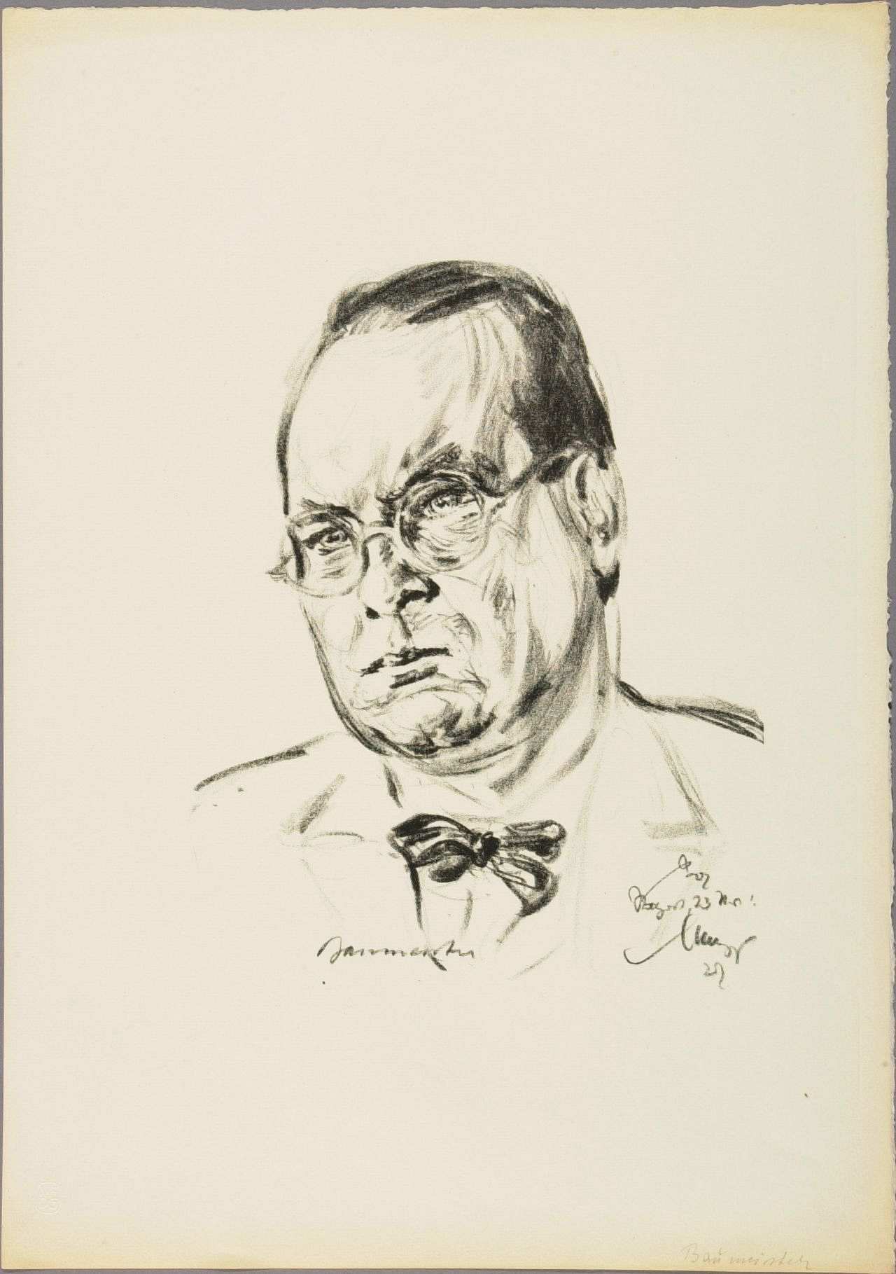 Porträtzeichnung des Malers Willi Baumeister, 1927.