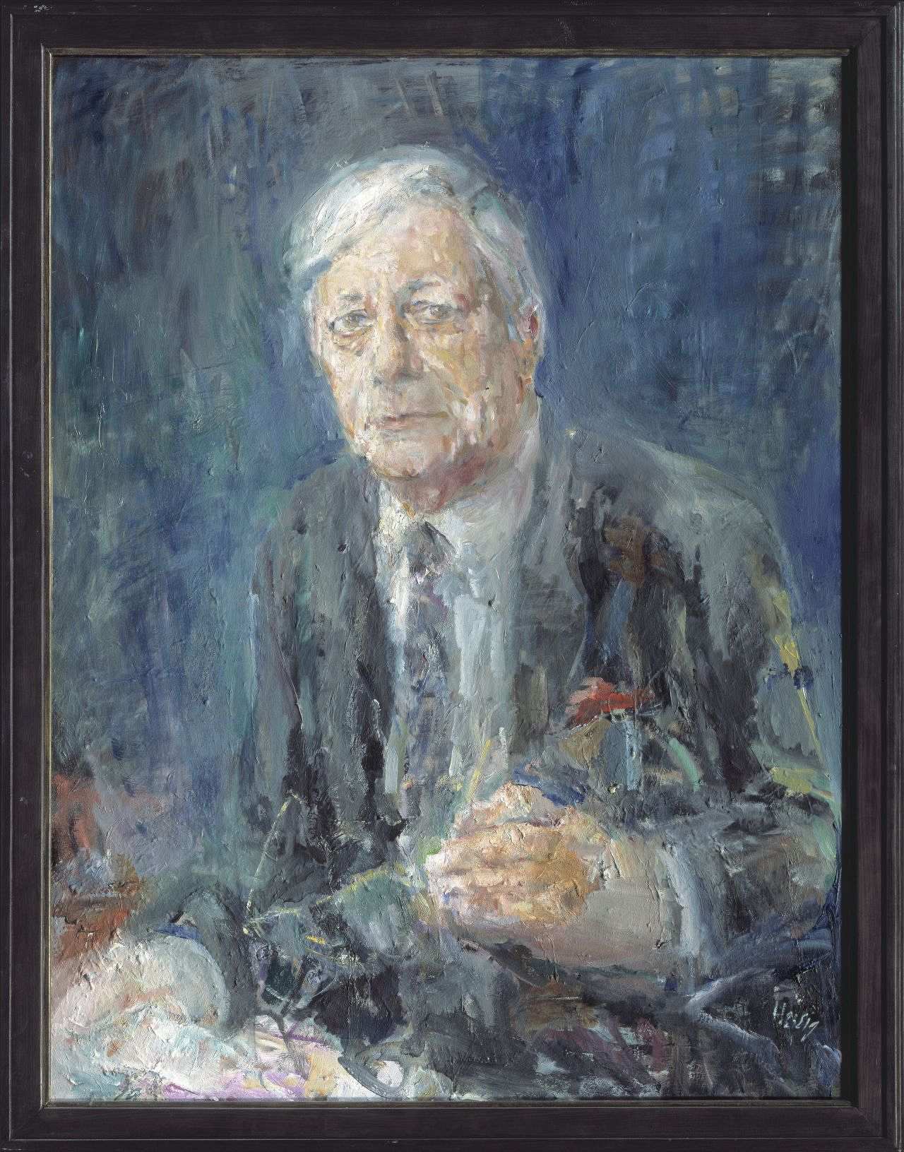 Offizielles Öl-Porträtbild von Bundeskanzler Helmut Schmidt, gemalt von dem DDR-Künstler Bernhard Heisig, 1986-88. 