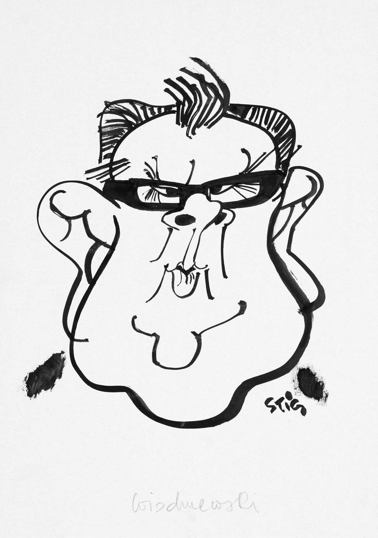 Karikatur des SPD-Politikers Hans-Jürgen Wischnewski.