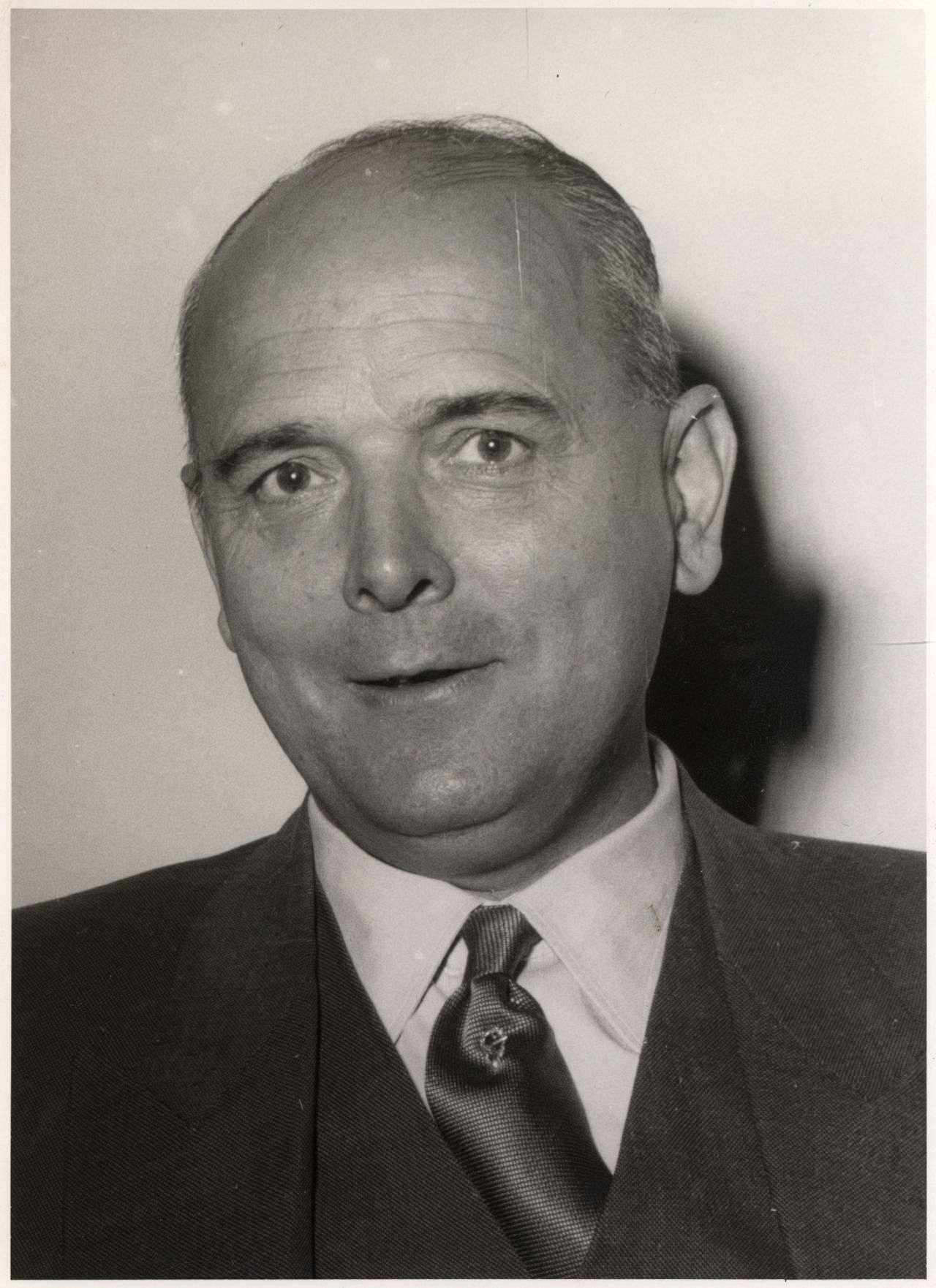Porträtfotografie von Franz-Josef Wuermeling, Bundesminister für Familienfragen (1953-1962).