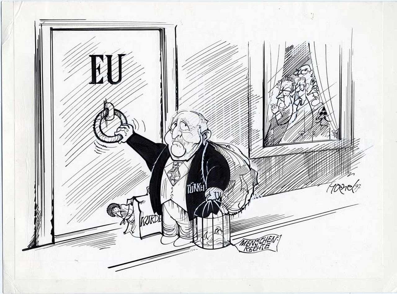 Karikatur von Walter Hanel zum EU-Beitritt der Türkei