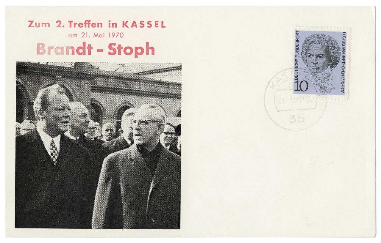 Am 2. Mai 1970 treffen sich Bundeskanzler Willy Brandt und der DDR-Ministerratsvorsitzende Willy Stoph in Kassel.