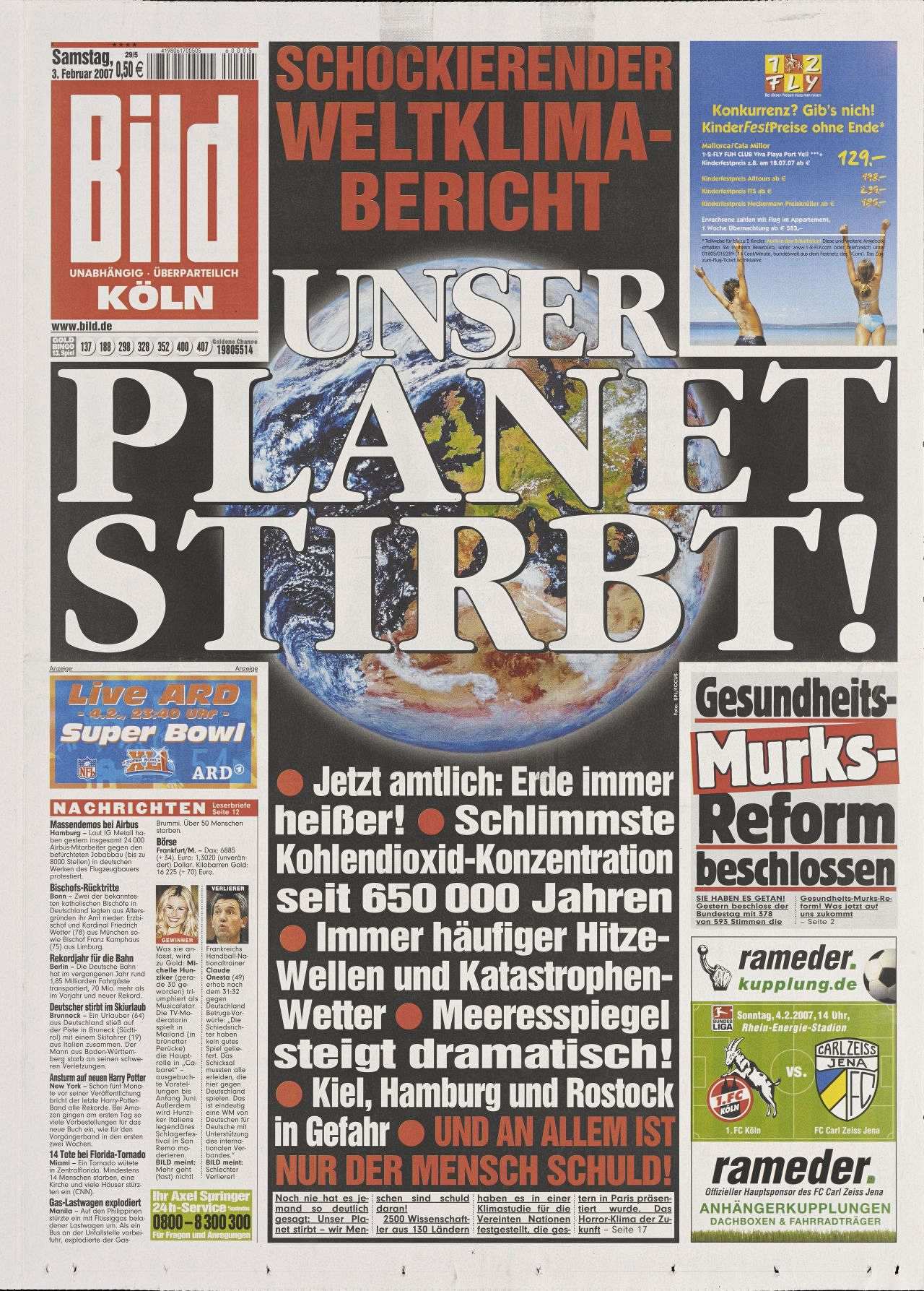 Titelseite der Bild-Zeitung zum Weltklimabericht