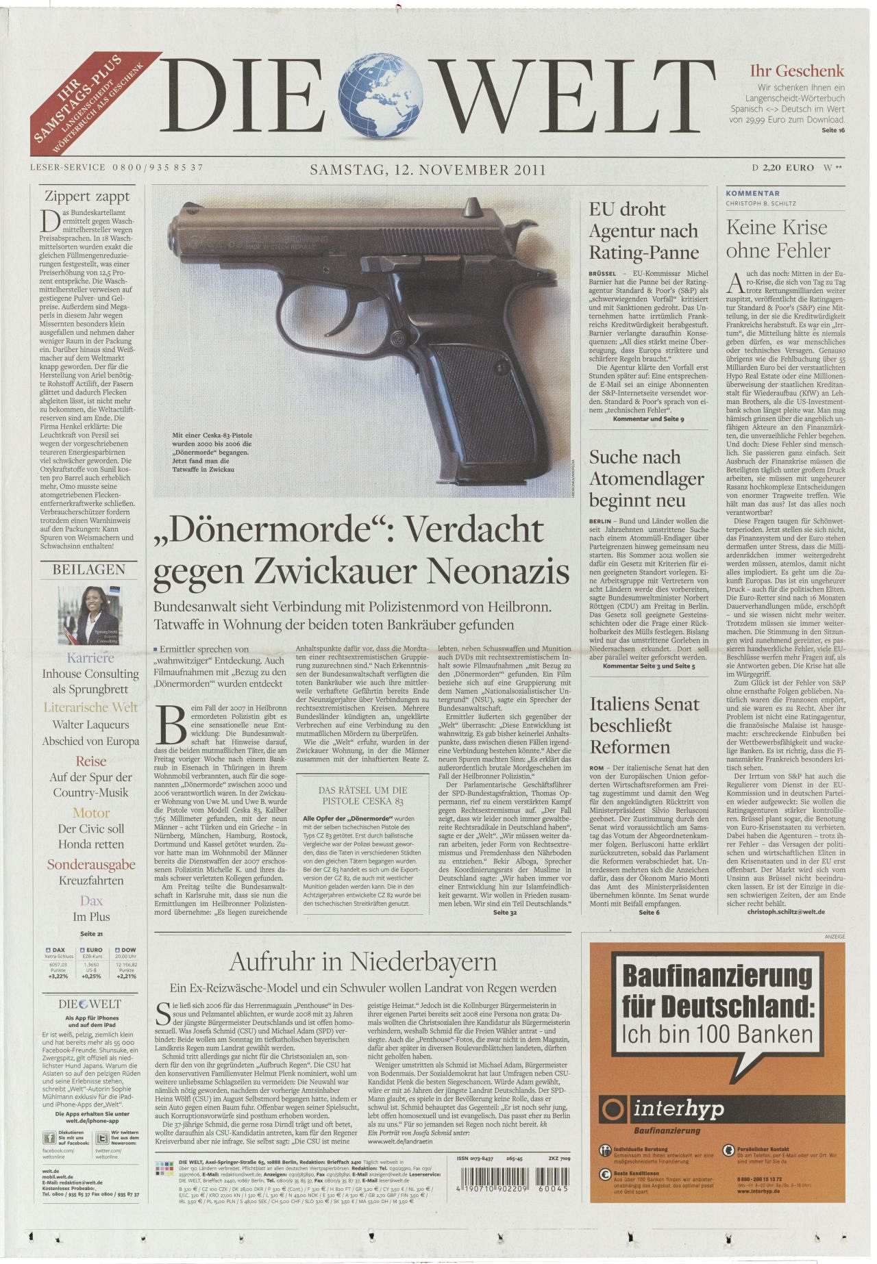 40 Seiten; Hauptschlagzeile auf der Titelseite: 