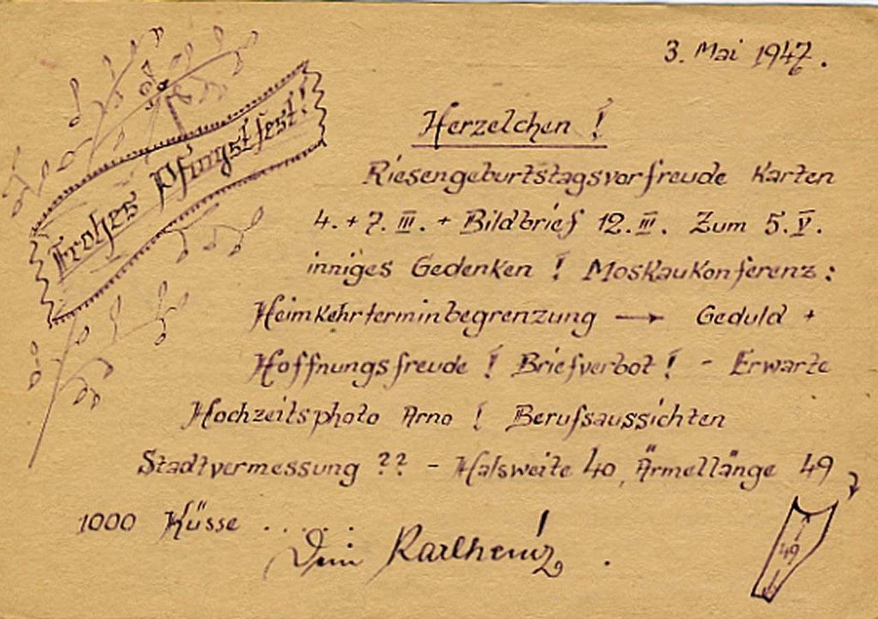 Postkarte mit 25 Worten aus der sowjetischen Kriegsgefangenschaft