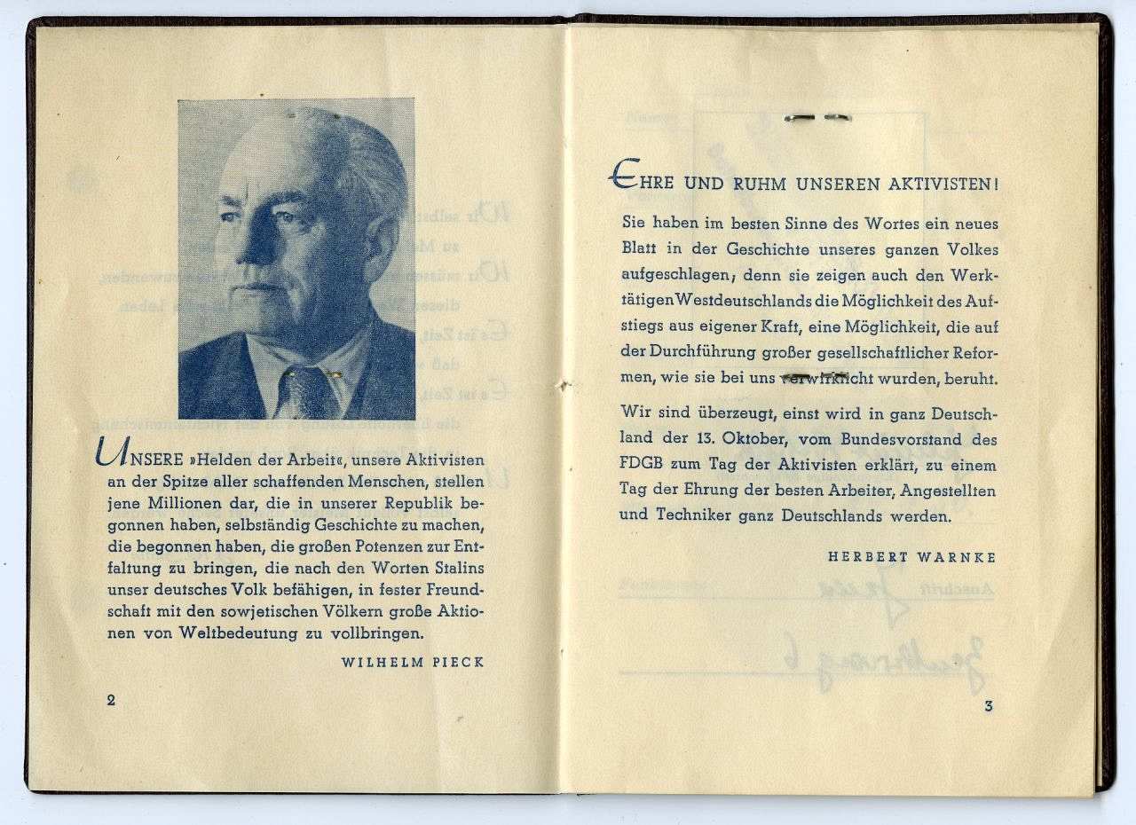 Aktivistenausweis von Helmut Beschke