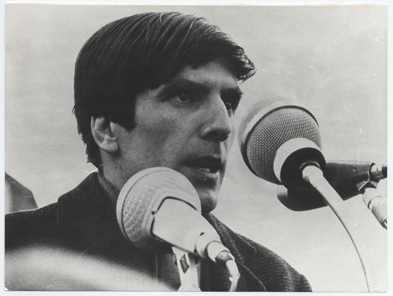 Rudi Dutschke spricht auf einer Studentenkundgebung in West-Berlin, 1967.