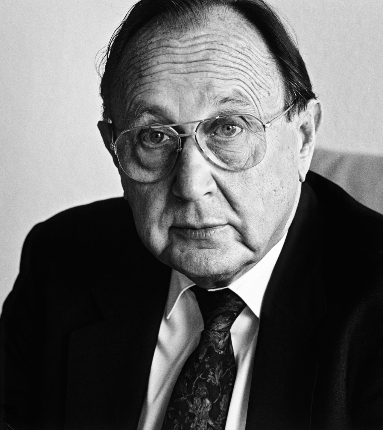 Porträtfotografie von Hans-Dietrich Genscher, 1992.