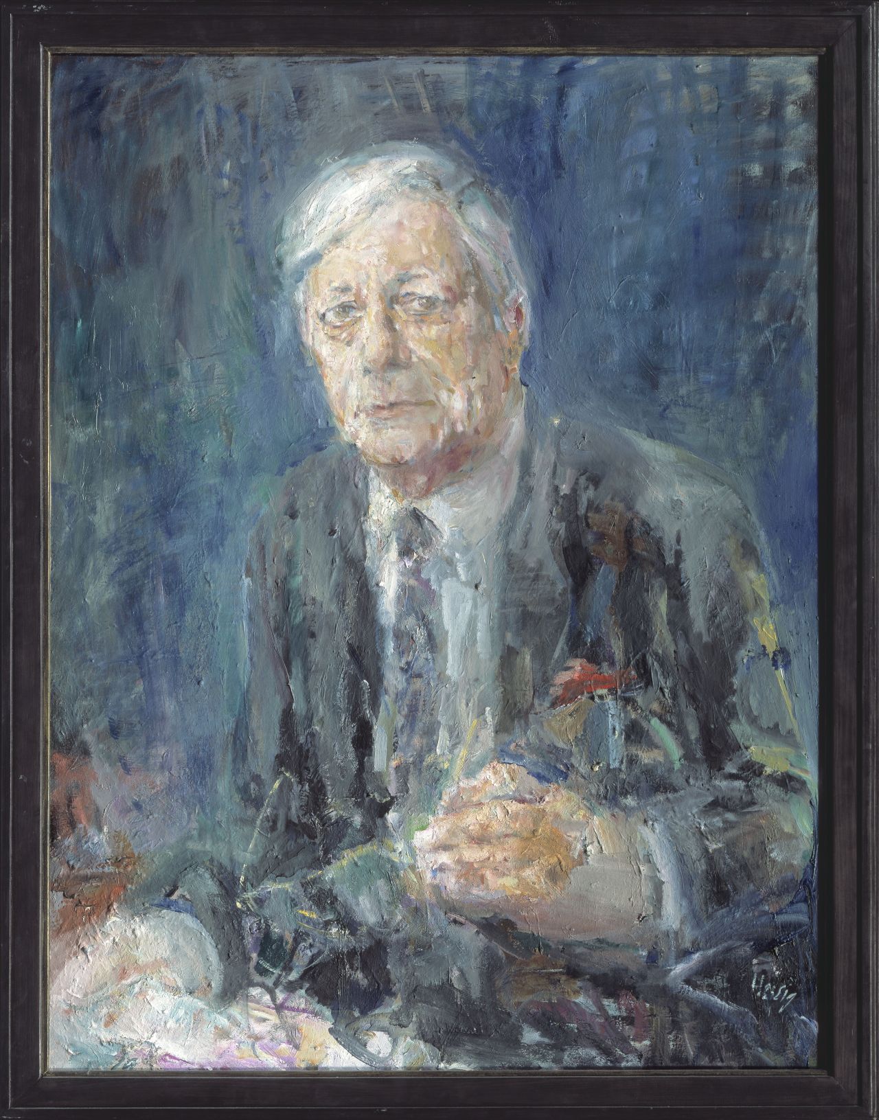 Offizielles Porträtbild von Bundeskanzler Helmut Schmidt, gemalt von dem DDR-Künstler Bernhard Heisig, 1986/88. 