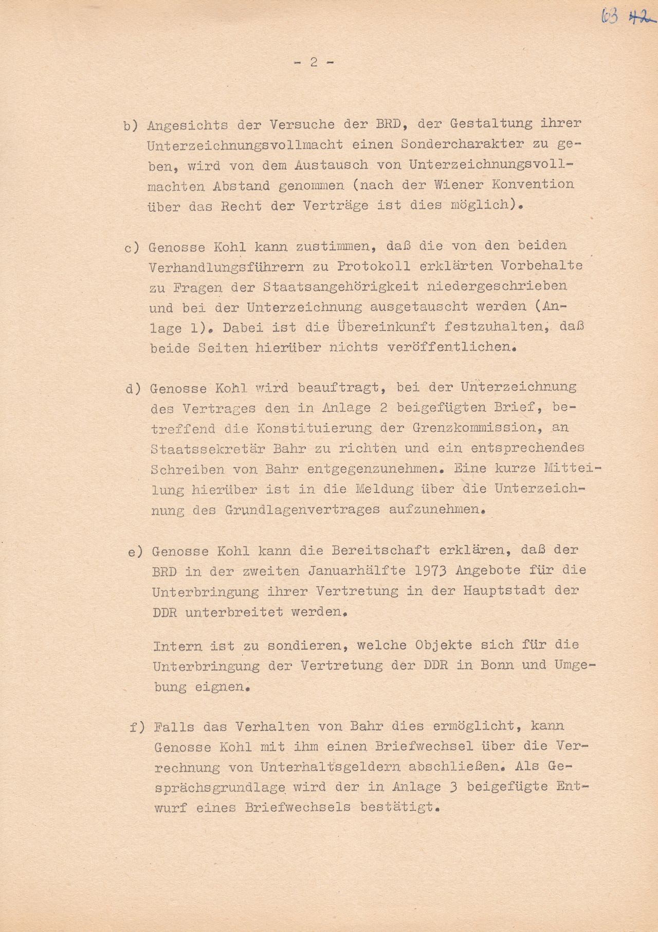 Das Zentralkomitee des SED-Politbüros regelt Details über den Abschluss des Grundlagenvertrages mit der Bundesrepublik Deutschland.