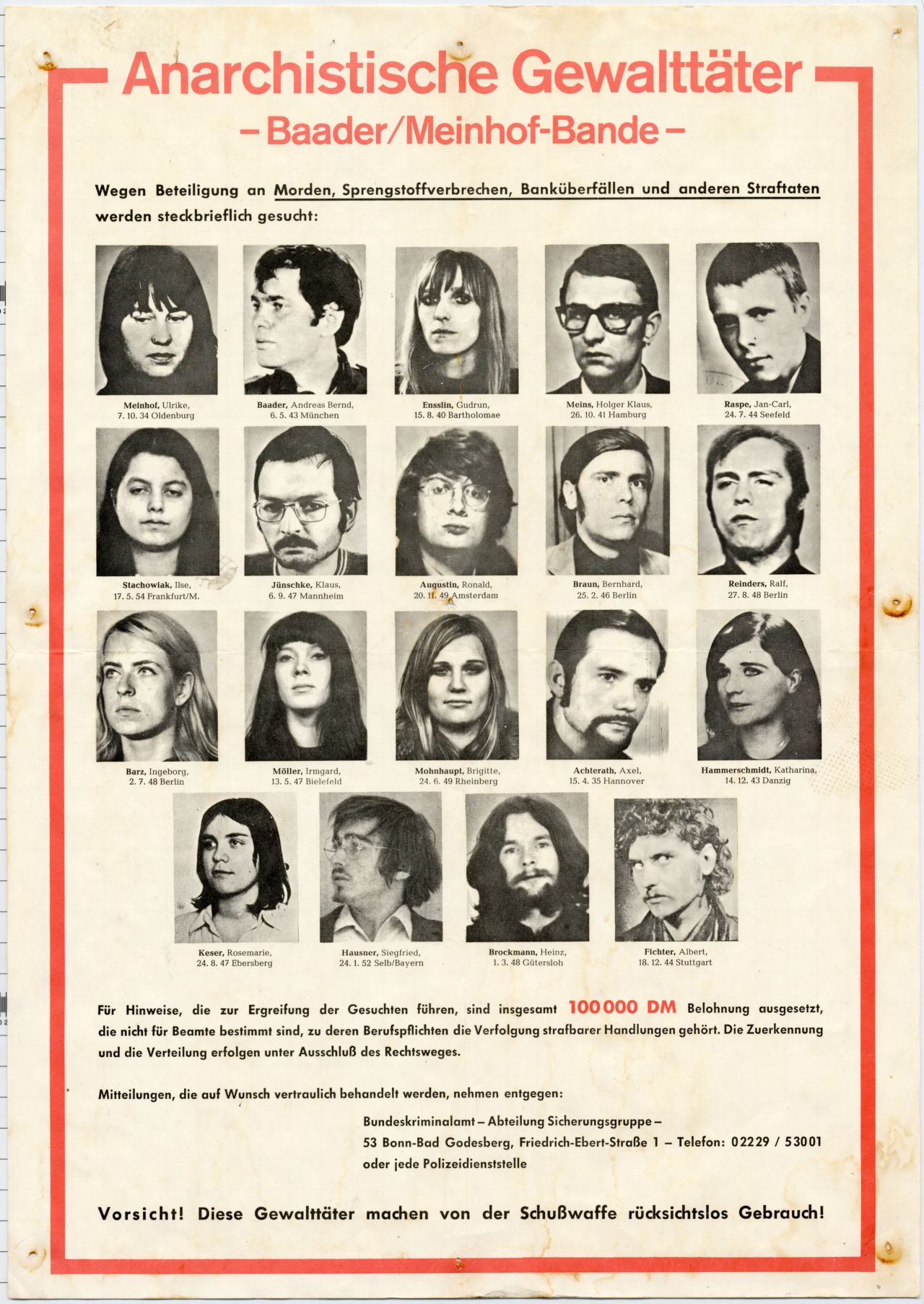 Lemo Objekt Plakat Anarchistische Gewalttater Baader Meinhof Bande