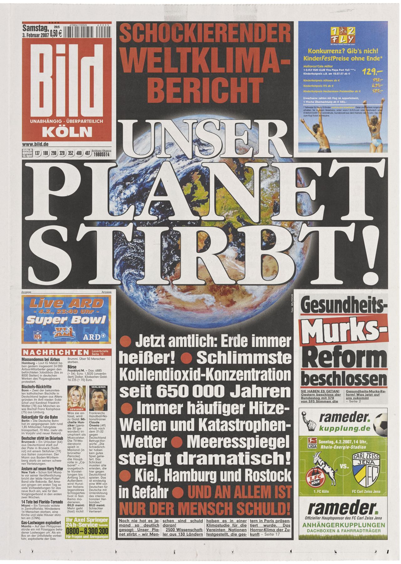 Titelseite der Bild-Zeitung zum Weltklimabericht