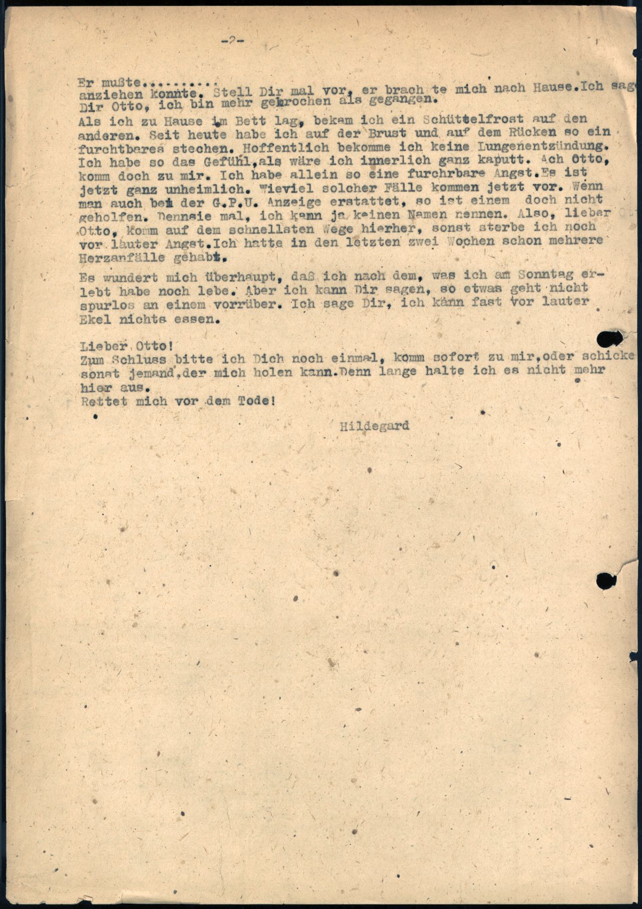 Eine Weimarerin berichtet in einem Brief vom 17. Dezember 1945 an ihren Mann von ihrer Vergewaltigung durch einen sowjetischen Besatzungssoldaten.