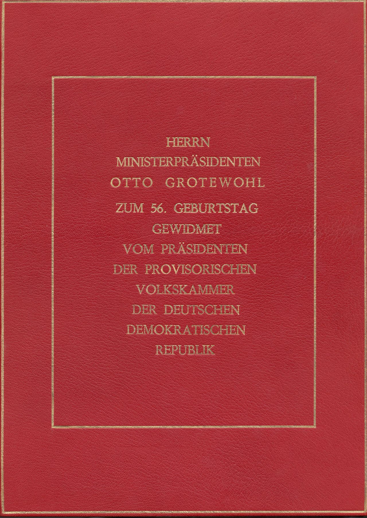 Verfassung der DDR, gewidmet dem Ministerpräsidenten Otto Grotewohl