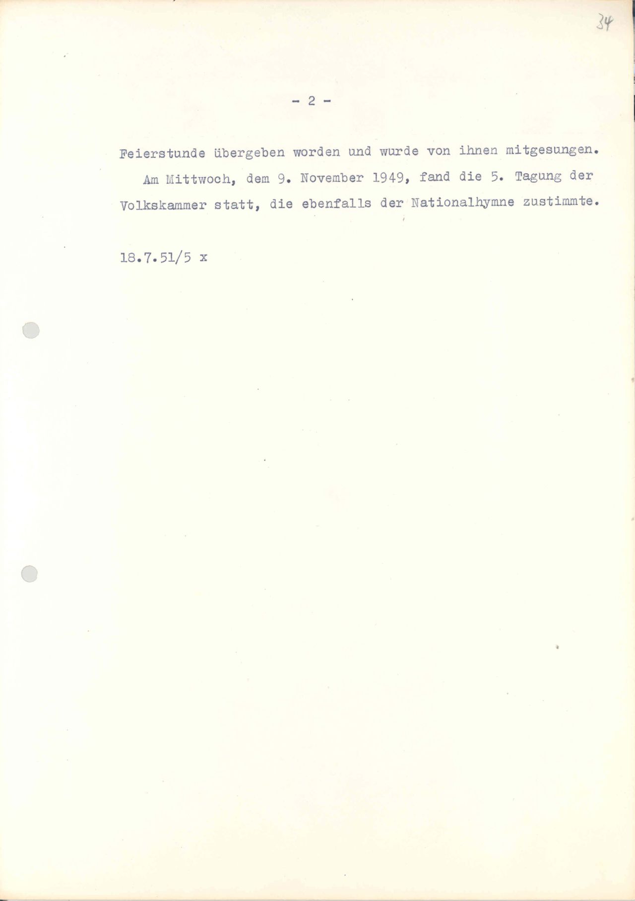 Der Präsident der DDR, Wilhelm Pieck, schildert in seinen Notizen das Zustandekommen der DDR-Nationalhymne